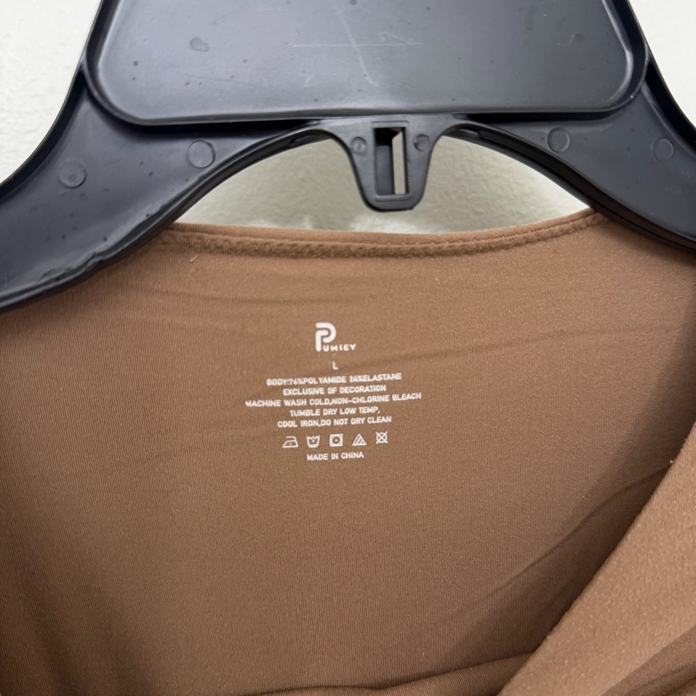 Pumiey Size L Tan Long Sleeve Bodysuit - Picture 3 of 4